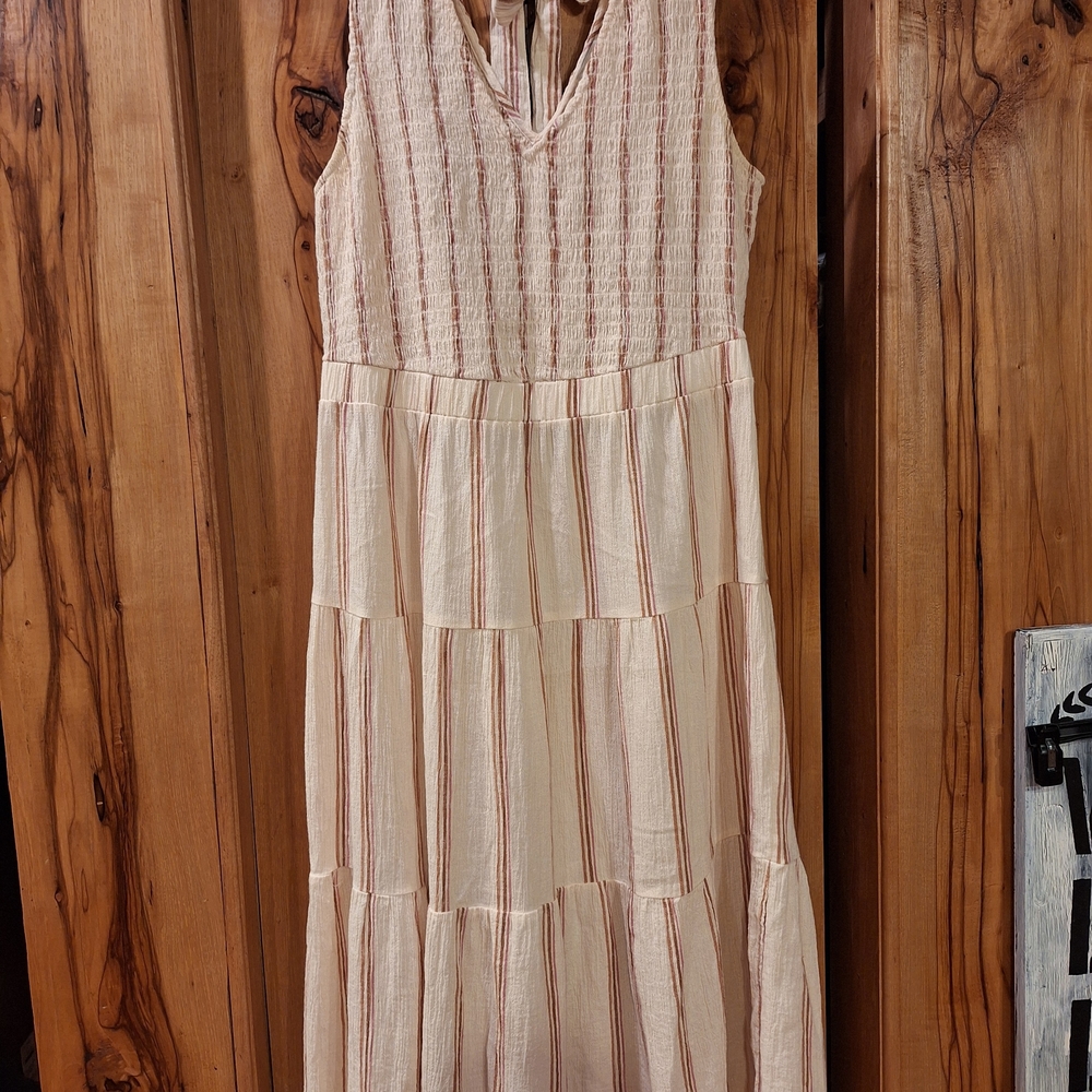 Wonderly Cream and Pink Striped Maxi Dress